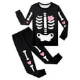 thumbnail image 4 of Fshinging Boys 2 Piece Set Sweatshirt Tops Pants Skeleton Print Long Sleeve Horrible Bone Patchwork Kids Jogger Sweatpant Suit Size 2-3 Years, 4 of 6