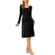 thumbnail image 1 of Vestido de punto acanalado INSPIRE CHIC para mujer, vestido de suéter midi de manga larga con cuello redondo, talla XL, color negro, 1 of 6