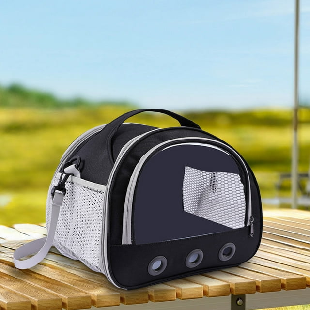Portable Bird Travel Carrier Bag with Mesh Ventilation, Foldable Excursion Cage for Small Parrots, Lovebirds, Budgies and Hamsters, Breathable Shoulder Strap Design, PVC and Fabric