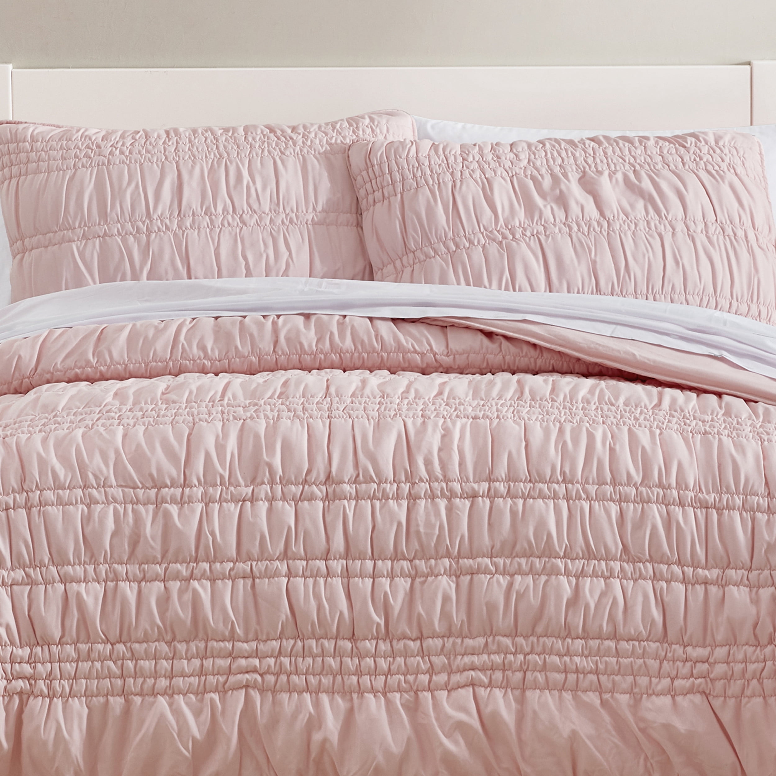 Poppy & Fritz Scrunch Stripe Pink Full/Queen Quilt Set