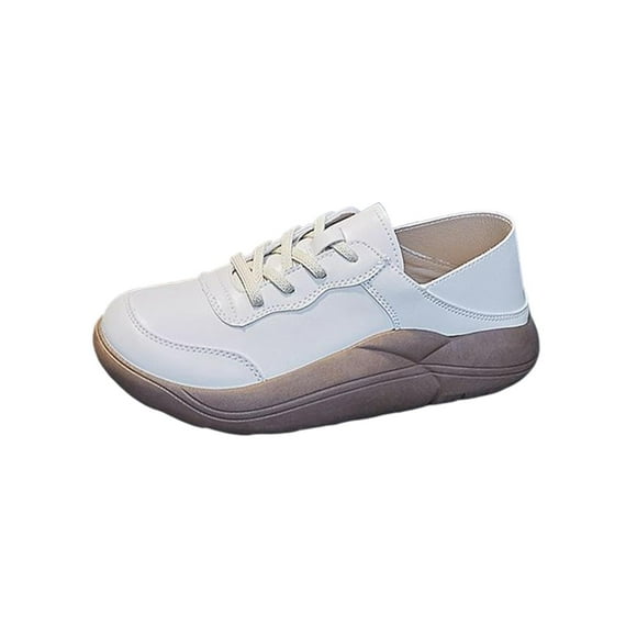 Zapatos casuales de mujer, zapatillas de deporte de cuero de moda, zapatos antideslizantes para caminar, zapatos de tenis de fondo grueso, sin Beige Salvador Zapatillas de mujer con plataforma