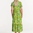 thumbnail image 6 of gljltg Women's Casual Flower Print Tiered Maxi Dress with Pockets, Polyester Spandex Lightweight Breathable Summer Winter, Beach Travel Work Party Outfit, Easy Care Washable, 6 of 6