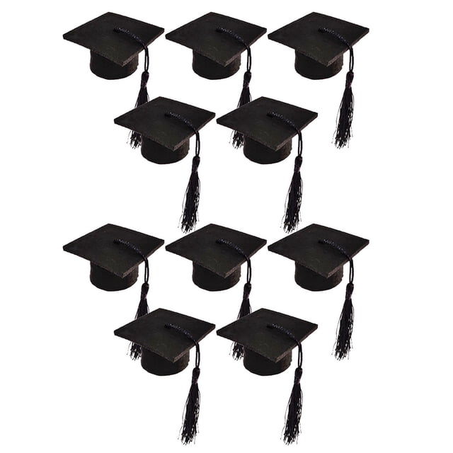KAKOWELY 10 piezas de adornos para botellas de graduación, minigorros de graduación, minigorros con borlas.