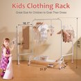 thumbnail image 2 of Wdmiya Multifunctional Kids Clothing Rack, Baby Garment Rack for Hanging Clothes with Wheels and Bottom Storage Shelf, Small Clothes Rack Dress Up Storage Rack for Coats, Skirts, Costume，Double Door, 2 of 7