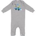 thumbnail image 2 of Inktastic Happy 1st Birthday Blue Racing Car Baby Romper Coveralls, 2 of 4