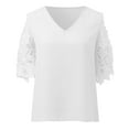 Bluecatlala Womens Summer Tops Casual Solid Color Plus Size Lace Half