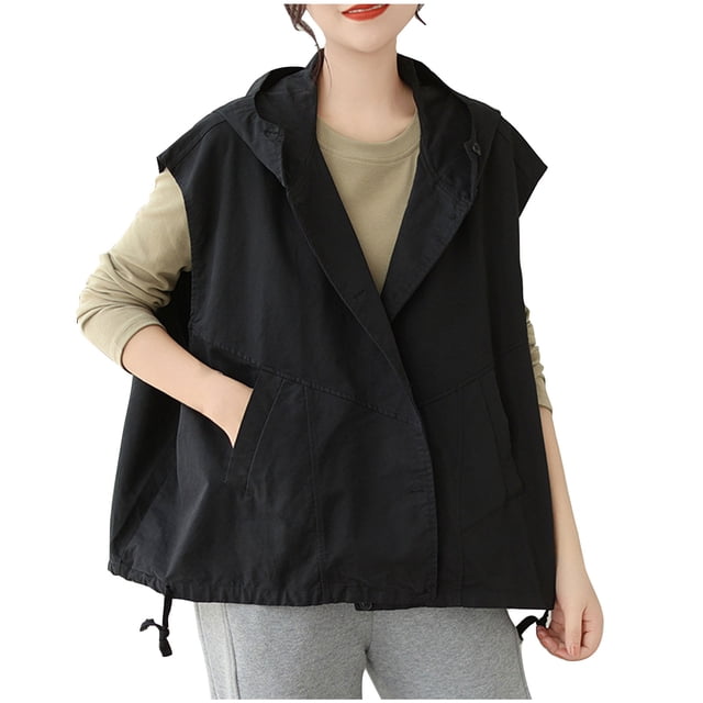 Timegard Womens Tank Tops Oversized Lightweight Button down Sleeveless Loose Outdoor Hoodie Jackets Tops