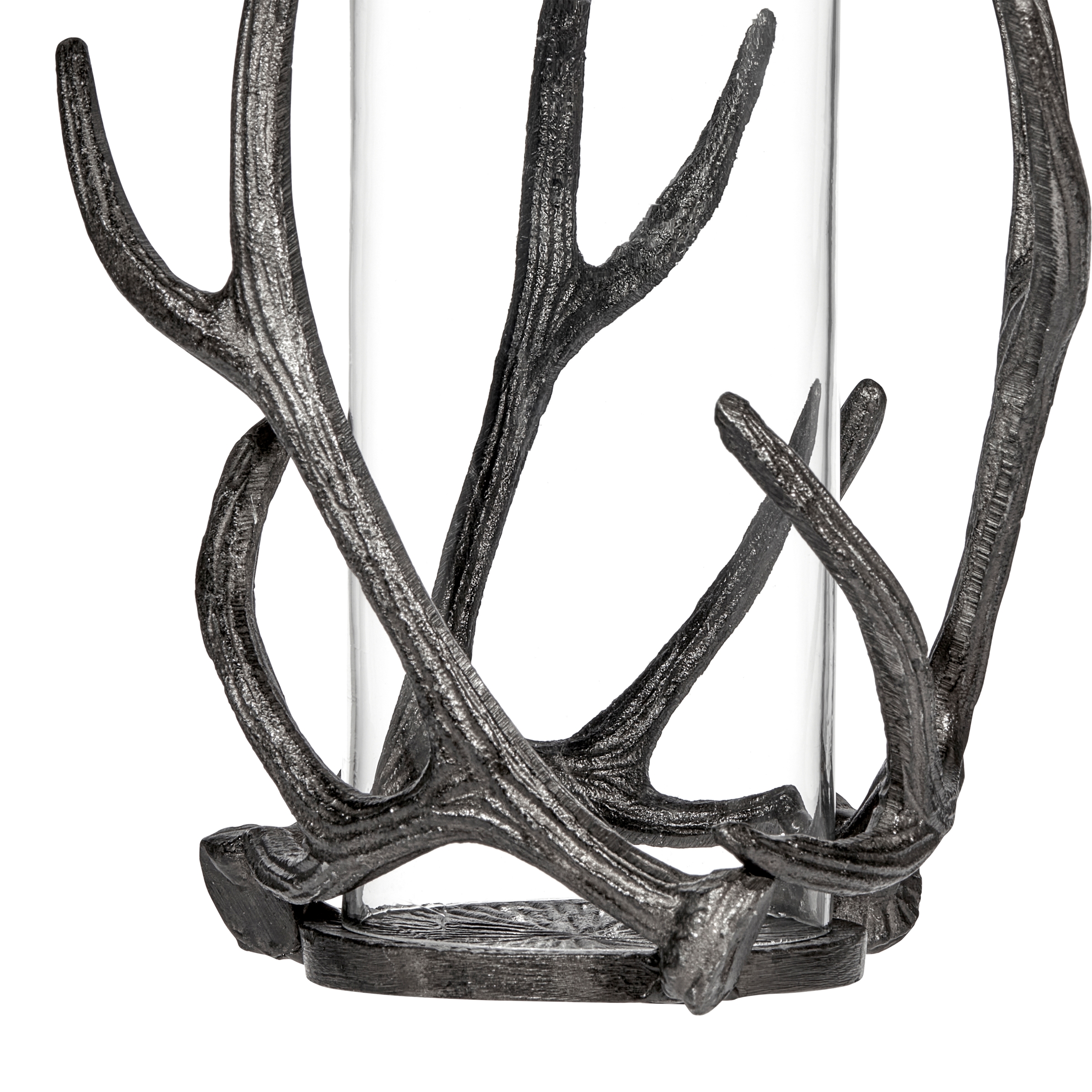 Mainstays Decorative Metal Rustic Antler Hurricane Pillar Candleholder, Black