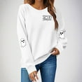 thumbnail image 2 of Lumtrix Halloween Long Sleeve Crewneck Sweatshirt Women Pumpkin Halloween Shirt Cute Ghost Letter Pullover Spooky Season Party Tops White M, 2 of 6