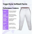 thumbnail image 2 of Exxact Sports Womens Softball Pants Knicker/Yoga Style Knee Length, 4-Way Stretch Low Rise Softball Pants for Women - (AM, White/Black Braid), 2 of 7