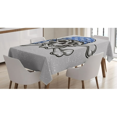 

Skull Tablecloth Scallywag Pirate Dead Head Grunge Horror Icon Evil Sailor Crossed Bones Kerchief Rectangular Table Cover for Dining Room Kitchen 60 X 90 Inches Blue Grey Black by Ambesonne