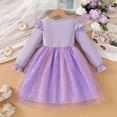 thumbnail image 4 of Gytharion Kids Flower Girl Dresses 3-10 Years, Stylish Bowknot Star Sequins Tulle Tutu Dress Toddler Girls Flowy A-Line Swing Party Dress Cute Long Sleeve Princess Dress with Flutter Sleeves, 4 of 9