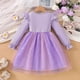thumbnail image 4 of Vestido de cuello redondo y manga larga para niñas Vestido de cuello redondo y manga larga para niñas Falda de malla elegante Vestido de princesa elegante para niñas pequeñas Vestido de poliéster para, 4 of 8