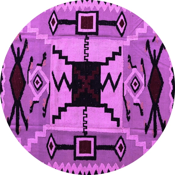 Ahgly Company Indoor Round Abstract Purple Modern Area Rugs, 6' Round