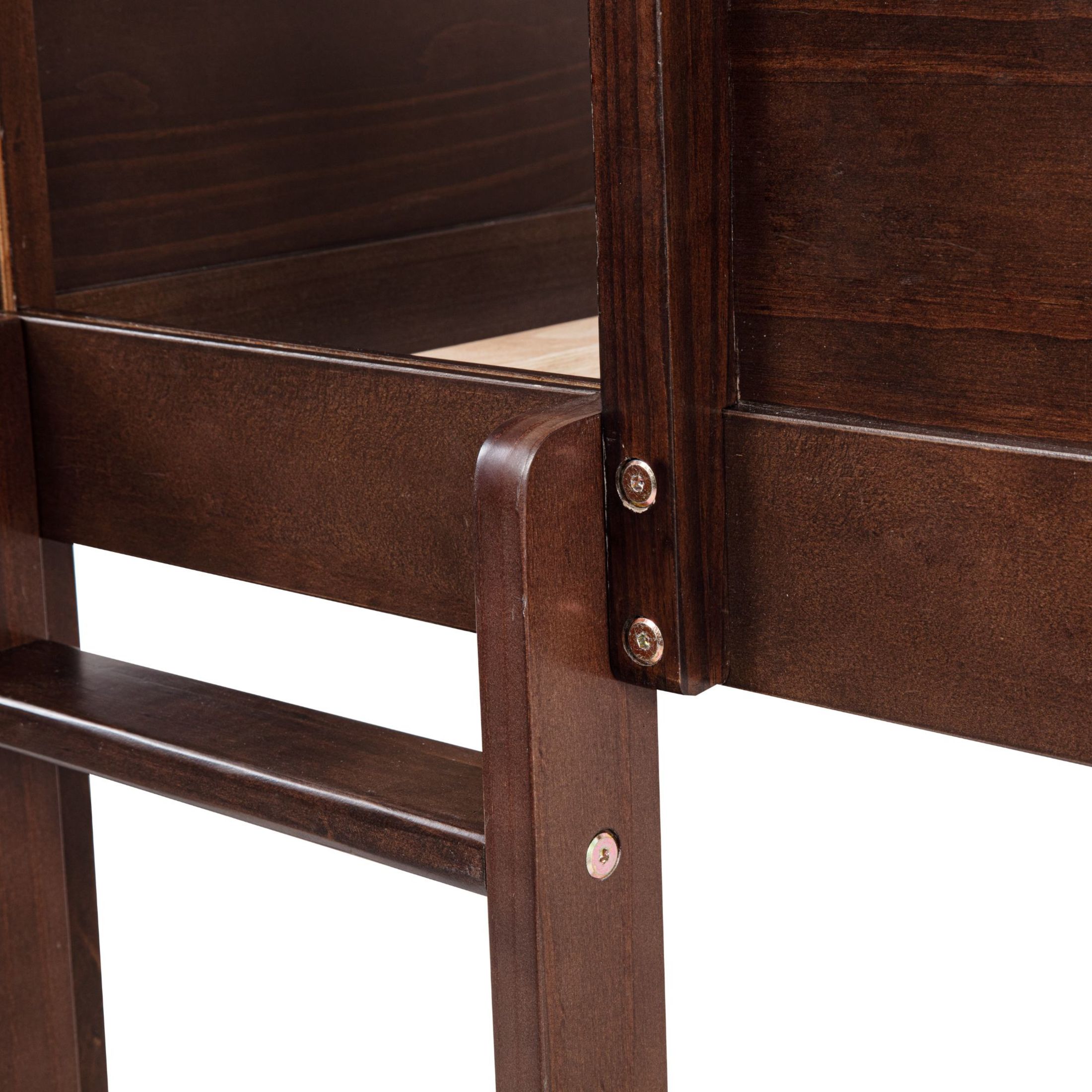 Noble House Queen Over Queen Bunk Bed, Solid Pine Wood Frame with Storage Cabinets and Charging Station, Brown