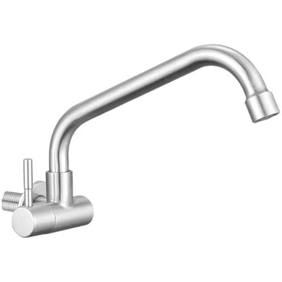 Wall Mount Faucet Cold only,G1/2 inch Cold Kitchen Utility Sink Faucet SUS304 Stainless for Commercial Laundry Sink Brushed Nickel