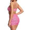 thumbnail image 4 of Cadmus Womens 3 Piece Bikini Set Geometric Print Bathing Suit Drawstring Swimsuit with Cover Ups Kimono,012, Small, 4 of 6