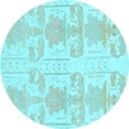 thumbnail image 1 of Ahgly Company Indoor Round Abstract Light Blue Modern Area Rugs, 5' Round, 1 of 4