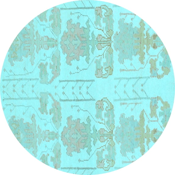 Ahgly Company Indoor Round Abstract Light Blue Modern Area Rugs, 5' Round
