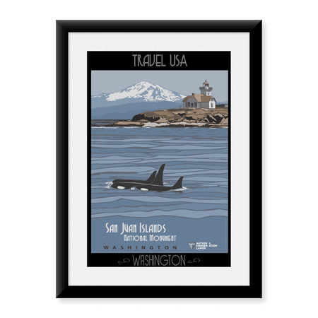Framed Art Print, San Juan Islands Washington USA by Vintage Travel Posters, 17-7/8" x 21-7/8"