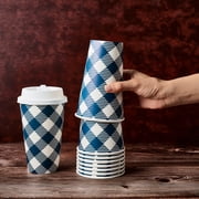 VPLUS 70 Pack 16 oz Paper Coffee Cups, Disposable Paper Cups with Lids and Stirrers