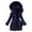 Navy, variant on JURANMO Winter Trendy Down Jackets for Women Fleece Lined Warm Slim Quilted Coat Solid Color Hood Mid Length Outwear Deals of the Day Black M