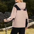 thumbnail image 4 of Women Color Block Hooded Windbreaker Full Zip Cropped Outdoor Jacket Elastic Cuff Pocketed Lightweight Fall Windproof Coat, 4 of 6