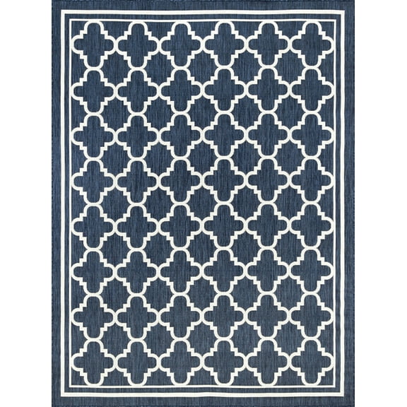 Tayse Eco Area Rug ECO1305 Transitional Navy Angled Rings 7' 10" x 10' 2" Rectangle
