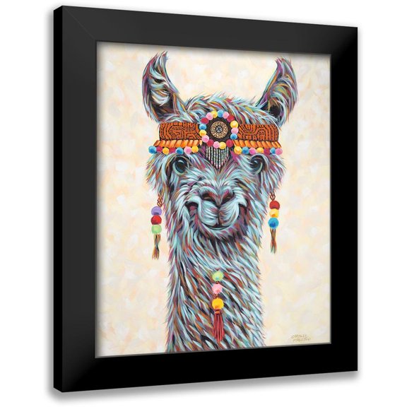 Vitaletti, Carolee 12x14 Black Modern Framed Museum Art Print Titled - Hippie Llama I