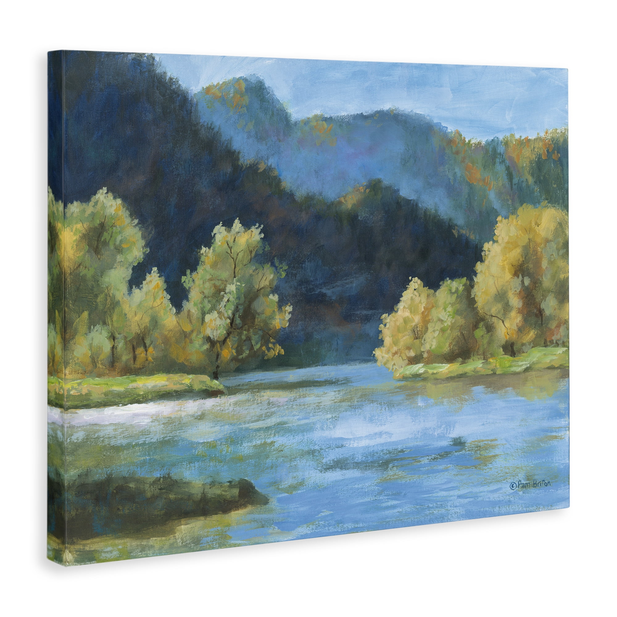Stupell Industries Blue Hued Mountains Landscape & Nature Painting Wrapped Canvas Art Print Wall Art, 20 x 16