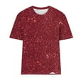 thumbnail image 4 of Aqestyerly Haut à Manches Courtes, Blouse à Paillettes Imprimée Col Rond Manches Courtes pour Style Décontracté à la Mode/rouge(TTG), 4 of 4