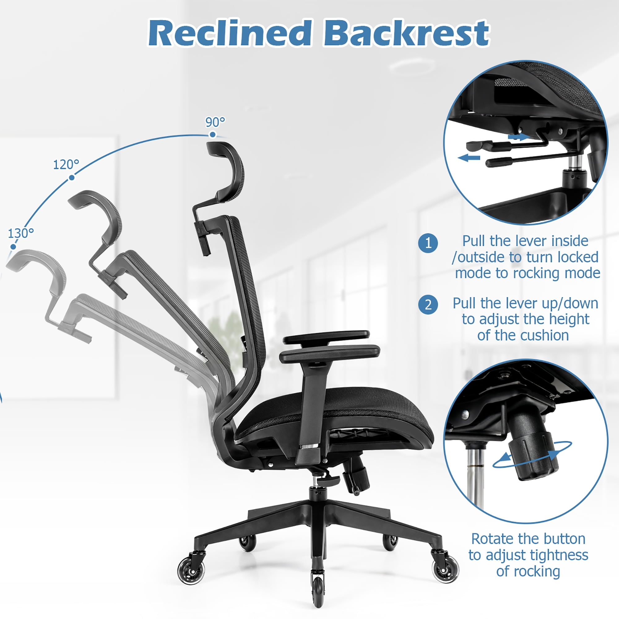 Adjust lumbar support office chair sales