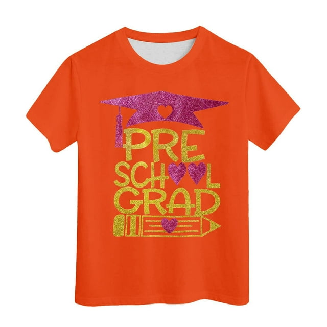 Sunnyoo Kids 2025 Preschool Graduation Tee Top Short Sleeve Crew Neck T-Shirt
