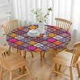 thumbnail image 3 of Round Tablecloth Boho Waterproof Fitted Oxford Fabric Table Cloth for 36-44" Round Tables, Dining Kitchen Essentials, 3 of 6