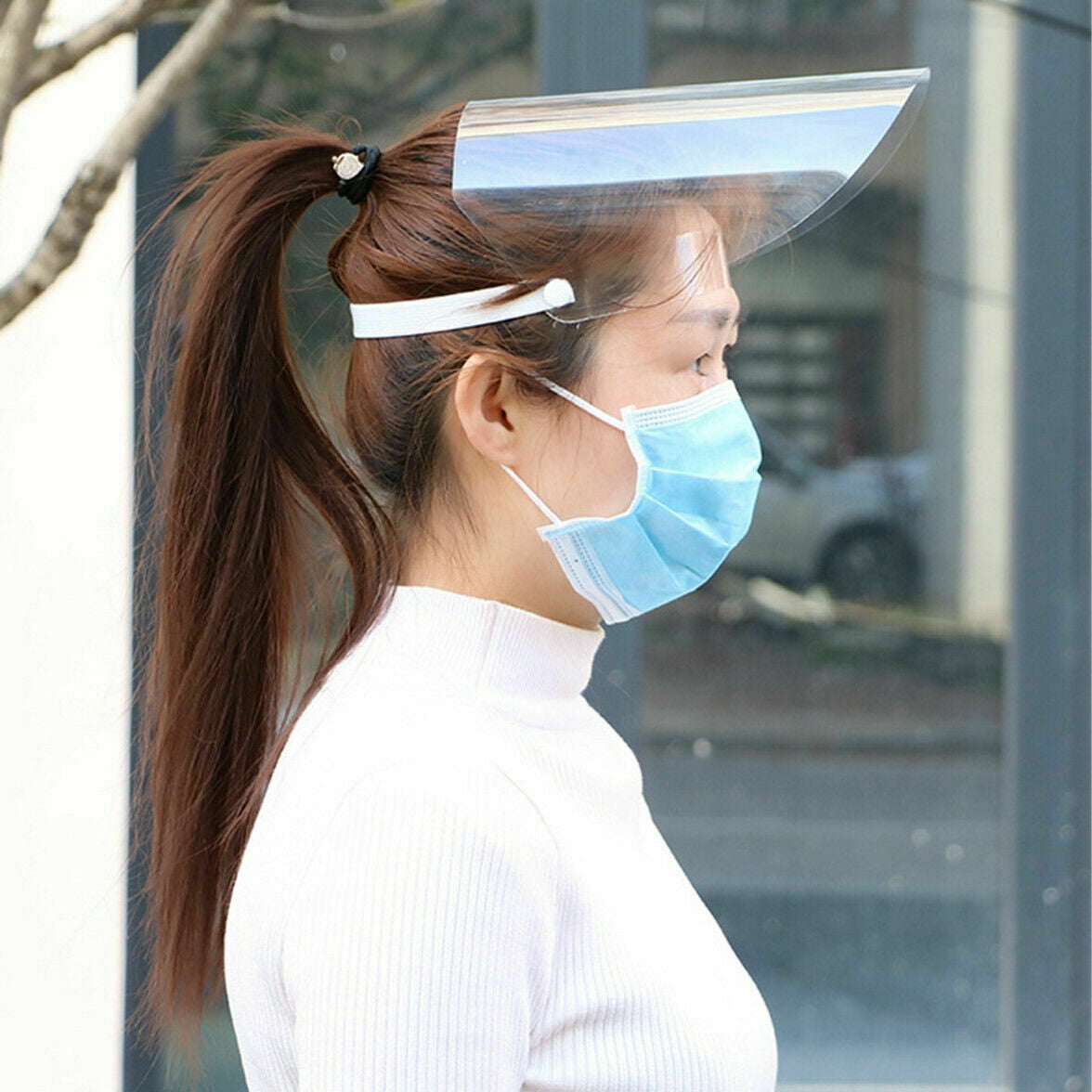 Amerteer 10 Pcs Safety Reusable Full Face Shield Clear Flip-Up Visor Shop Industry Dental Oil Dust Proof