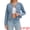 Light Blue, variant on Women's Collarless Long Sleeve Button Down Casual Denim Jacket 2XL Blue