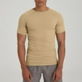 thumbnail image 2 of Hot days, bold styles YLSDY Men's Cable Knit Shirts Summer Fall Short Sleeve Textured Tees Stretch Soft Crew Neck Muscle Undershirts Pullover Khaki XL, 2 of 7