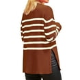 thumbnail image 3 of Amazhiyu Women's Striped Pullover Sweaters Batwing Long Sleeve Crew Neck Ribbed Knit Side Slit Fall Oversized Sweater Tops, 3 of 8