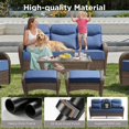 thumbnail image 4 of Unnifurnzi Outdoor Wicker Couch-All Weather Rattan 3 Seater Patio Couch with 6'' Thick Cushions High Back Outdoor Sofa for Deck Lawn Porch Balcony Poolside-Brown/Blue, 4 of 7