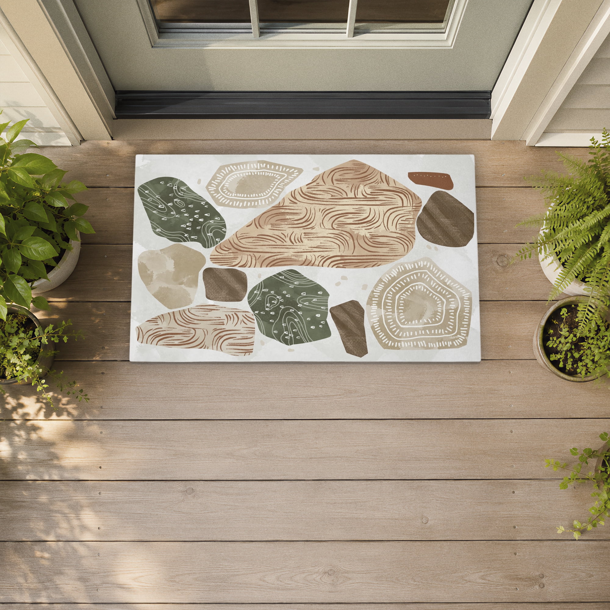 Stupell Industries Earthy Stones Pattern Printed Outdoor Door Floor Mat, design by Ziwei Li