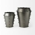 thumbnail image 4 of Mercana Elio 12.2H Large Gun Metal Gray Metal W/Studs Vase, 4 of 9