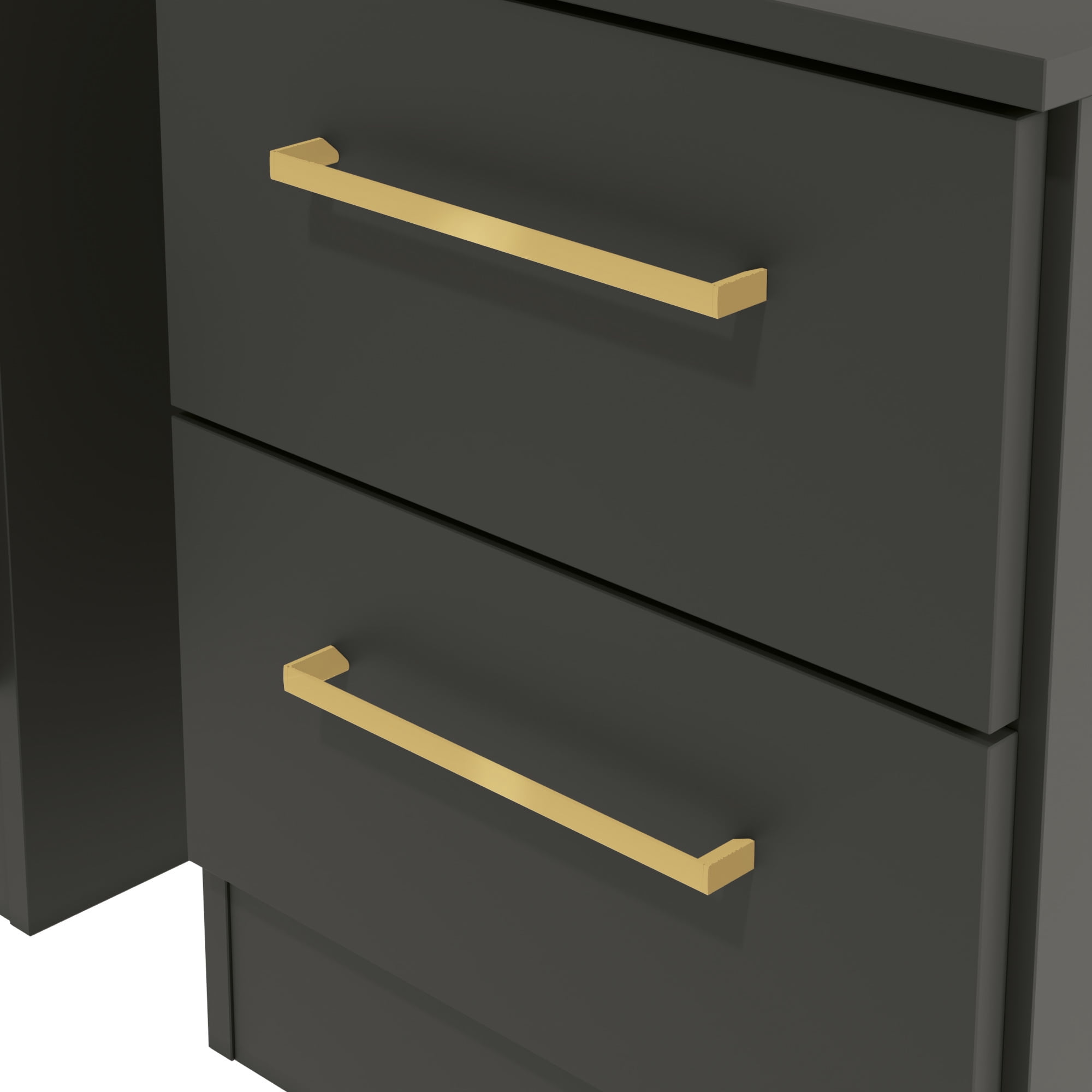 Kappesberg Jolyne 2-Drawer Nightstand Set of 2 with Gold Handles, Black – Modern Bedroom Storage for Adults and Teens