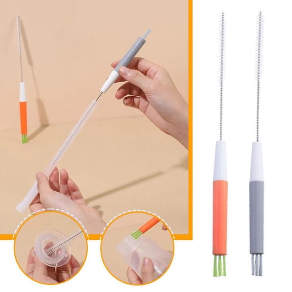 NOVELAR Long Handle Straw Cleaner with Detachable Lid Brush, Flexible Bristles Reach Hard-to-Clean Areas, Essential for Family Kitchen and On-the-Go Bottles