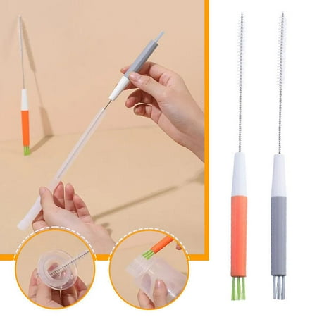 NOVELAR Long Handle Straw Cleaner with Detachable Lid Brush Flexible Bristles Reach Hard-to-Clean Areas Essential for Family Kitchen and On-the-Go Bottles
