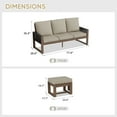 thumbnail image 3 of COOS BAY 3PCS Patio Conversation Sets, Natural Real Wood 3 Seater Sofa, Outdoor Solid Wood Chair with Cushion and Ottomans, for Garden, Backyard,&nbsp;&nbsp;Beige, 3 of 9