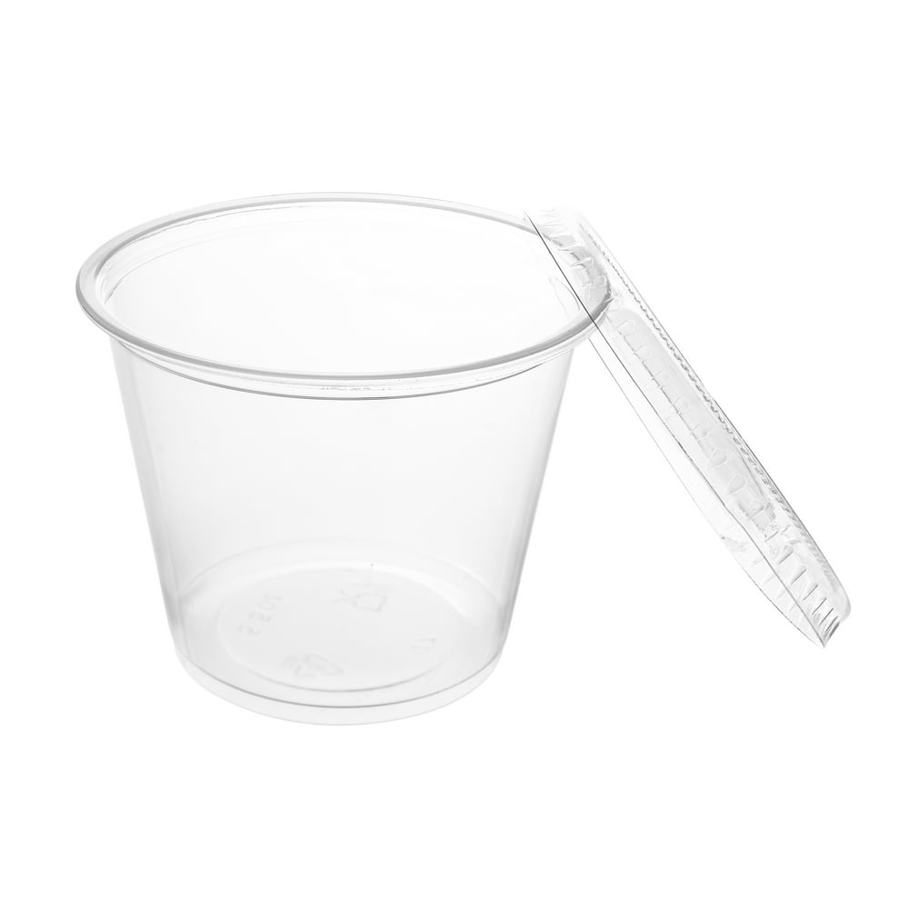 Crystalware Disposable Plastic Portion Cups with Lids, 100 Sets (4 oz