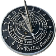 NauticalMart 10th Tin Anniversary Unique Marriage Present for Parents, Grandparents, Friends, Husband or Wife, Couples, Him & Her Wedding Anniversary Sundial Gift 2024 (10th Anniversary)