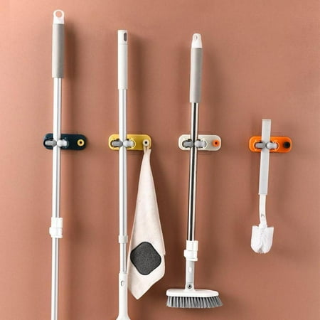 

Broom Holder Sturdy Broom Holder Wall Mount Broom Gripper Holds Self Adhesive No Drilling Super Anti-Slip Broom and Dustpan Hanger for Home Kitchen Garden Garage Storage Systems