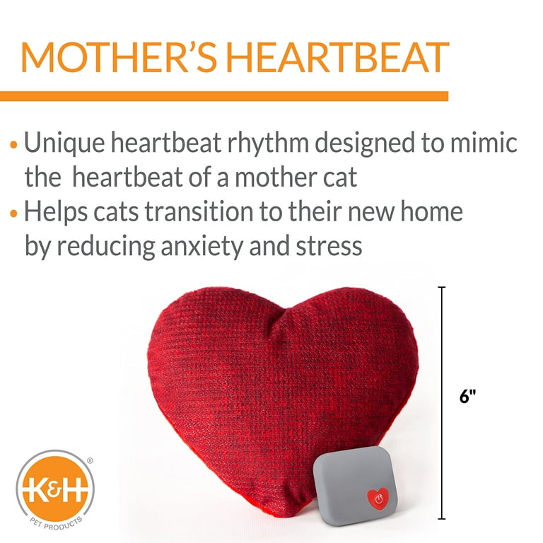 K H Pet Products Mother s OIF8 Heartbeat Plush Kitten Calming Toy Heart Pillow Red Kitten Heartbeat 6 Inch Walmart