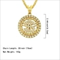 thumbnail image 2 of Signe Dollar Riche en Argent Hip Hop Rappeur Bling Pendentif Pavé Doré Cristal Signe Dollar Pendentif Collier Chaîne Franco Hip Hop Hommes Femmes, 2 of 7